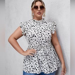 Pullover ruffle trim Peplum top